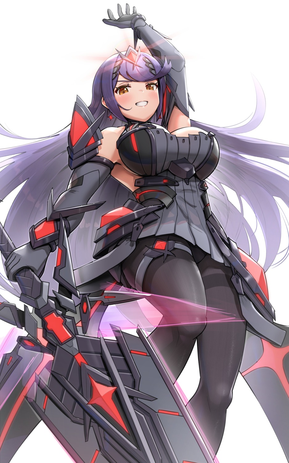 cleavage dress garter gonzarez homura_(xenoblade_2) pantyhose sword xenoblade xenoblade_chronicles_2