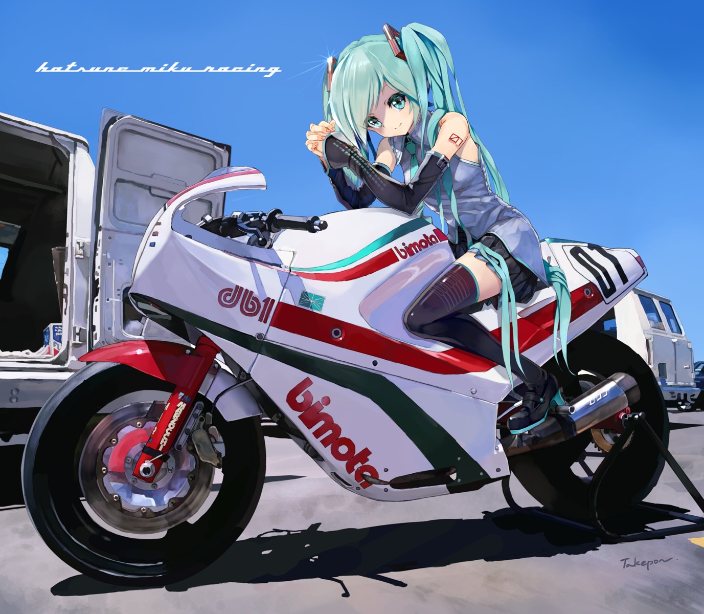 hatsune_miku heels takepon1123 tattoo thighhighs vocaloid