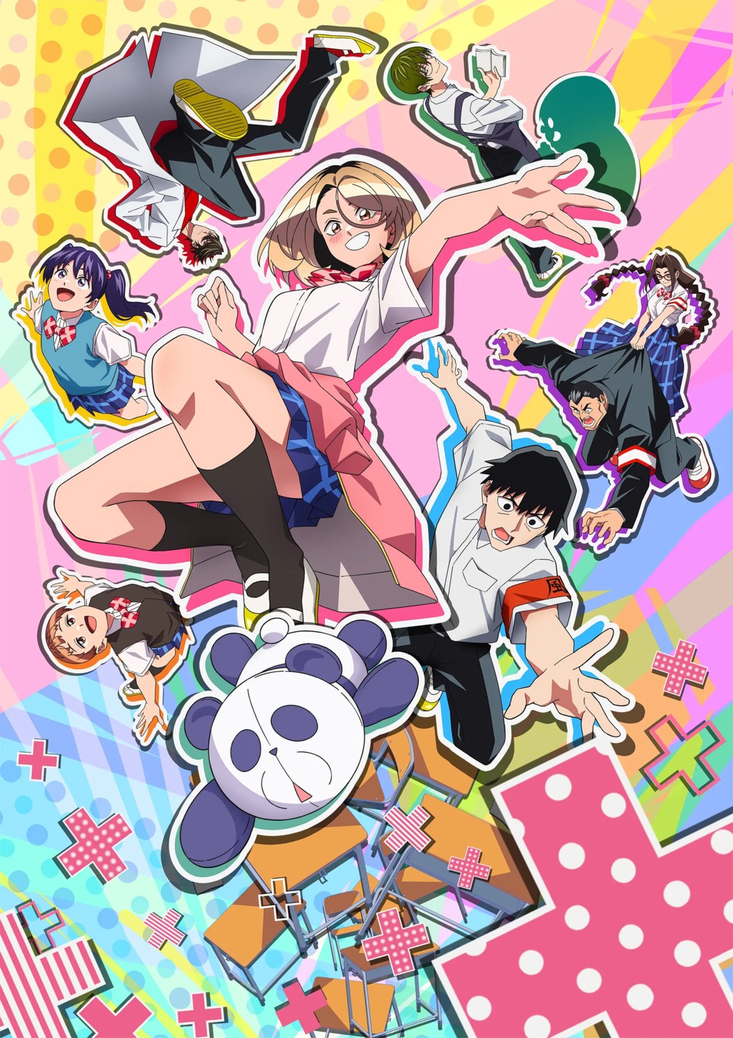 akina_motoko izubuchi_yuu kogori_kaoru kohinata_poem megane ponkotsu_fuuki_iin_to_skirt-take_ga_futekisetsu_na_jk_no_hanashi sakuradaimon_tougo seifuku skirt_lift sweater tagme tasaki_rui tsukishima_seiichi yamato_nadeshiko_(ponsuka)