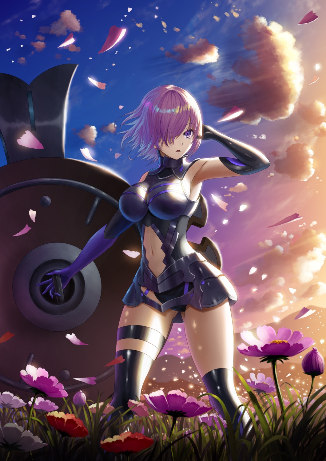 armor fate/grand_order fujifuji garter heels leotard mash_kyrielight thighhighs weapon