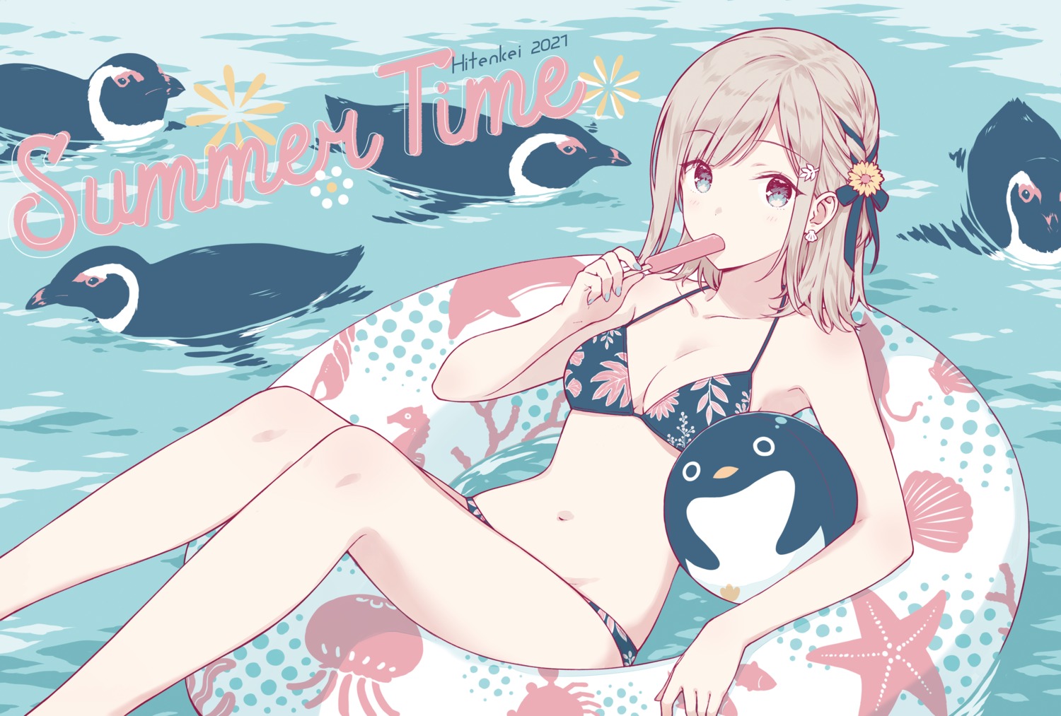 bikini cleavage hashimoto_sana hiten penguin swimsuits