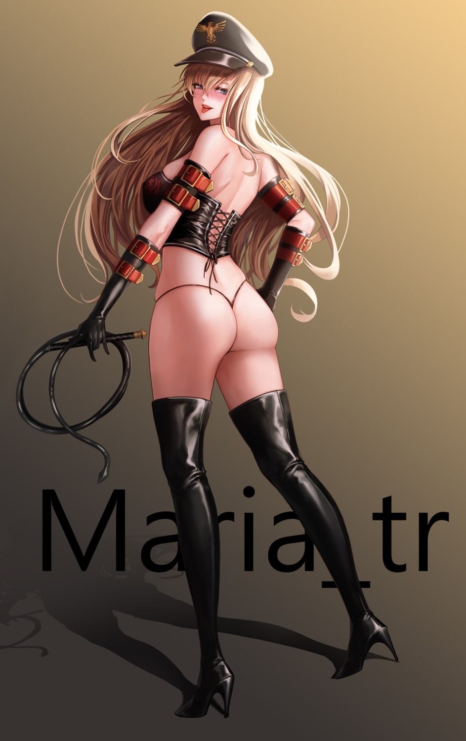 ass dungeon_fighter female_gunner_(dungeon_and_fighter) heels maria_tr mariatr no_bra pantsu thighhighs thong weapon