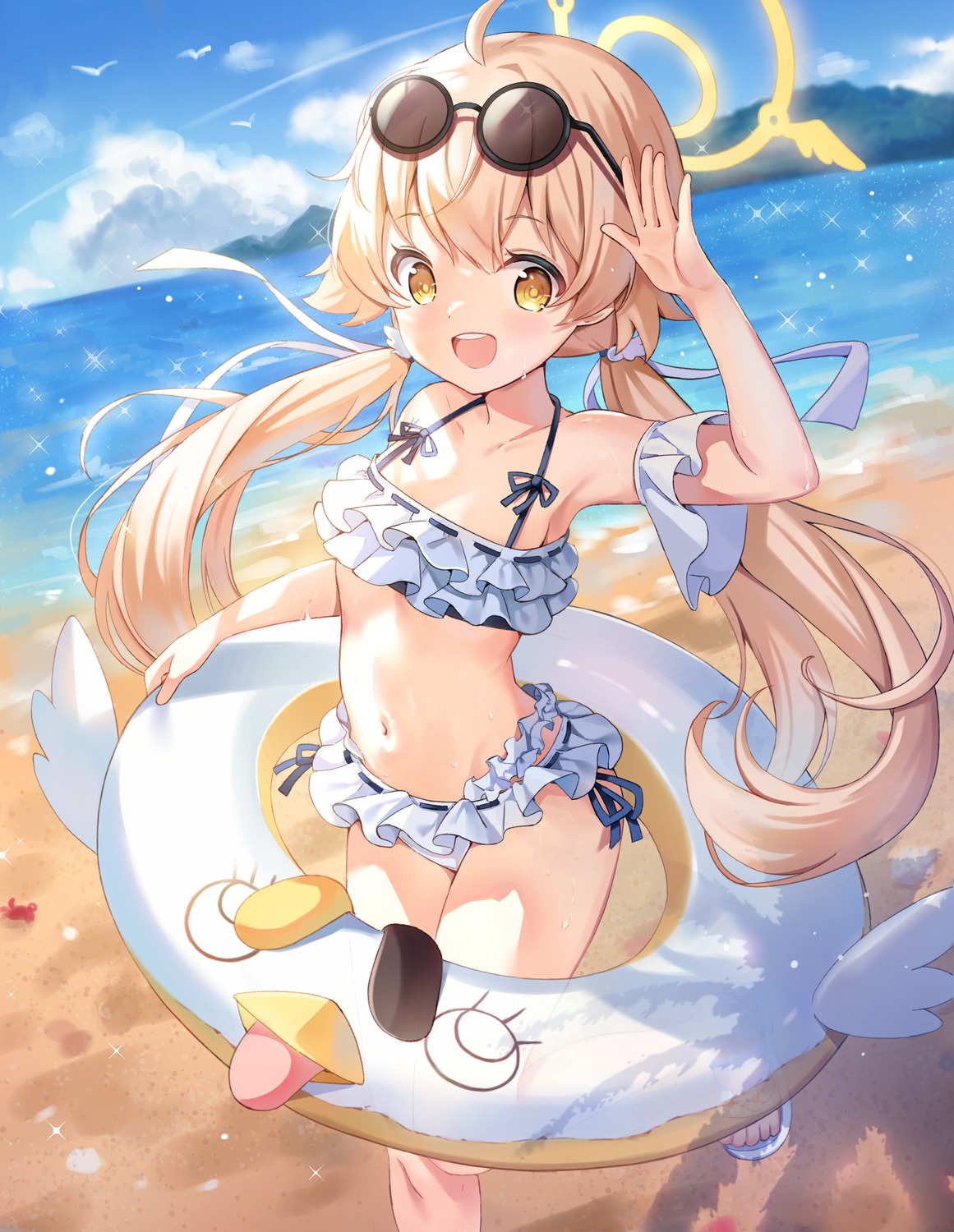 ajitani_hifumi bikini blue_archive halo hanen_(borry) megane swimsuits