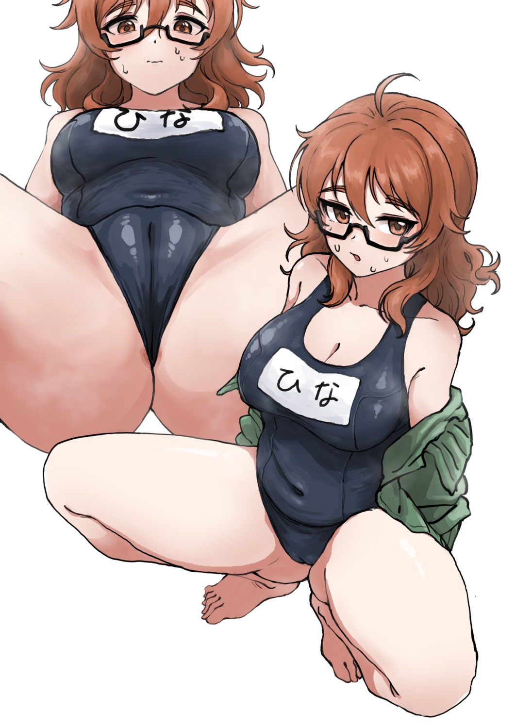 araki_hina cameltoe cleavage megane school_swimsuit swimsuits the_idolm@ster the_idolm@ster_cinderella_girls ushimochi