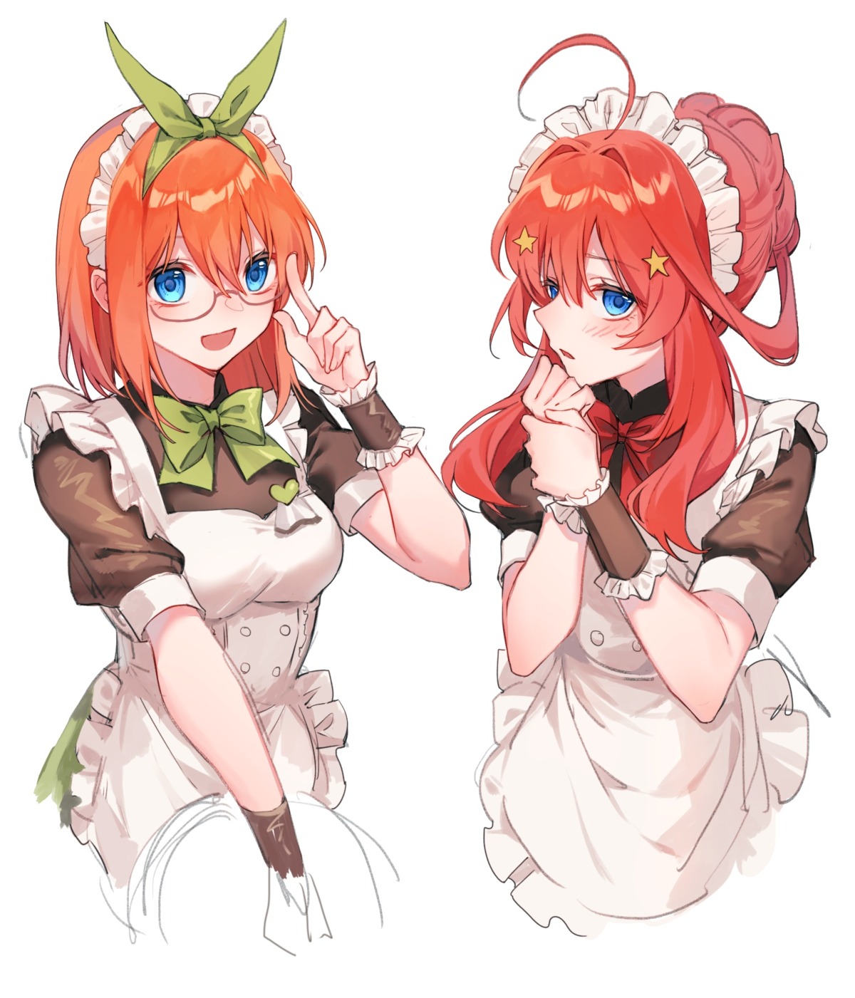 5-toubun_no_hanayome maid megane nakano_itsuki nakano_yotsuba sketch yunweishukuang