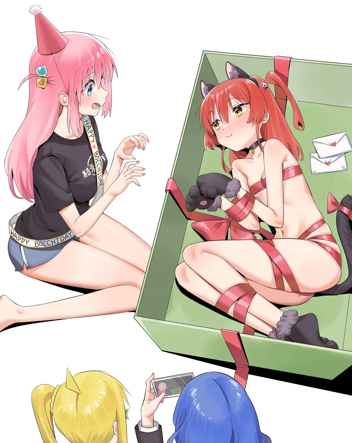 animal_ears bocchi_the_rock! bondage chen_yang_yang gotou_hitori ijichi_nijika kita_ikuyo naked_ribbon nekomimi tail yamada_ryou yuri