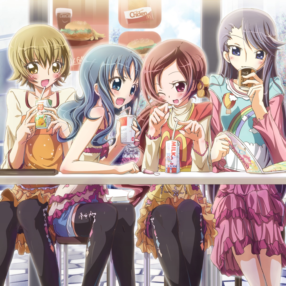 hanasaki_tsubomi heartcatch_precure! inoshishi kurumi_erika myoudouin_itsuki precure thighhighs tsukikage_yuri