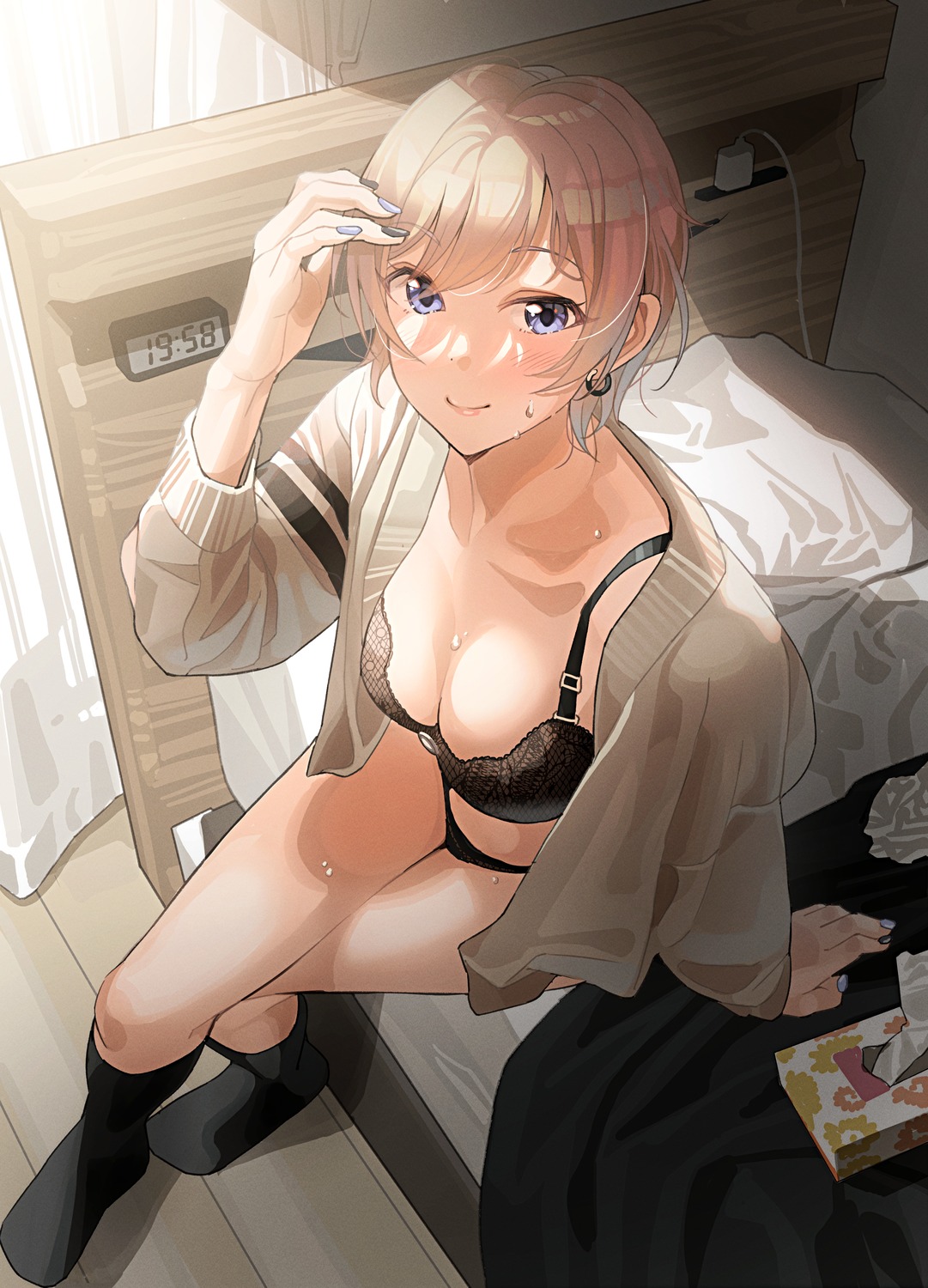 bra open_shirt pantsu sweater tipii