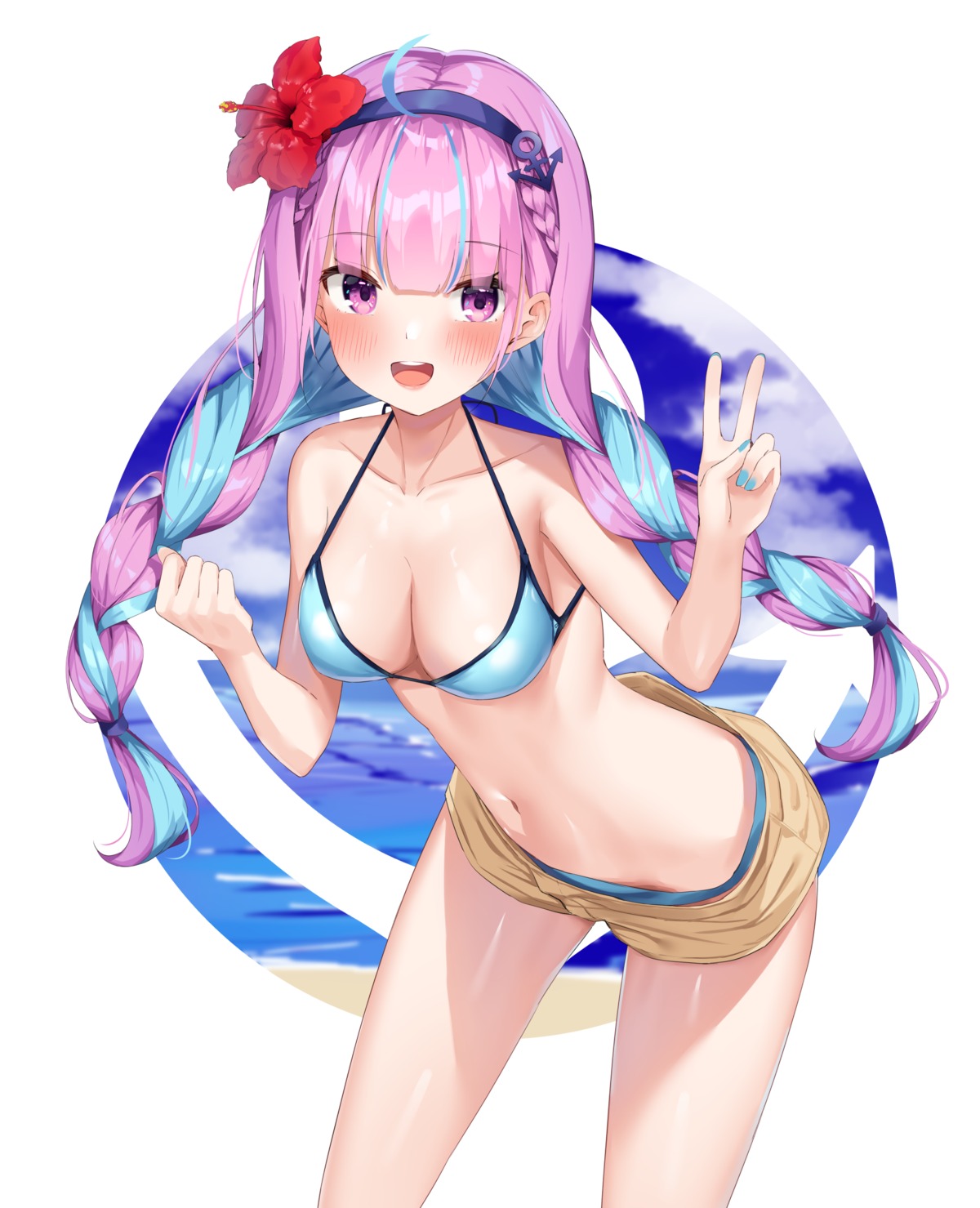 bikini hololive k_mugura minato_aqua swimsuits