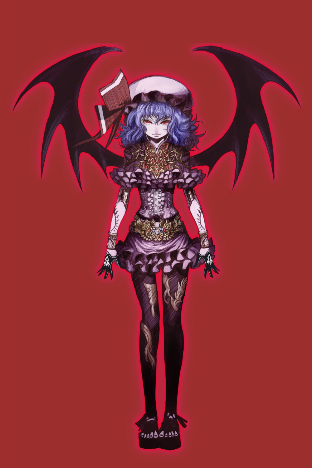 kansousamehada pantyhose remilia_scarlet touhou wings