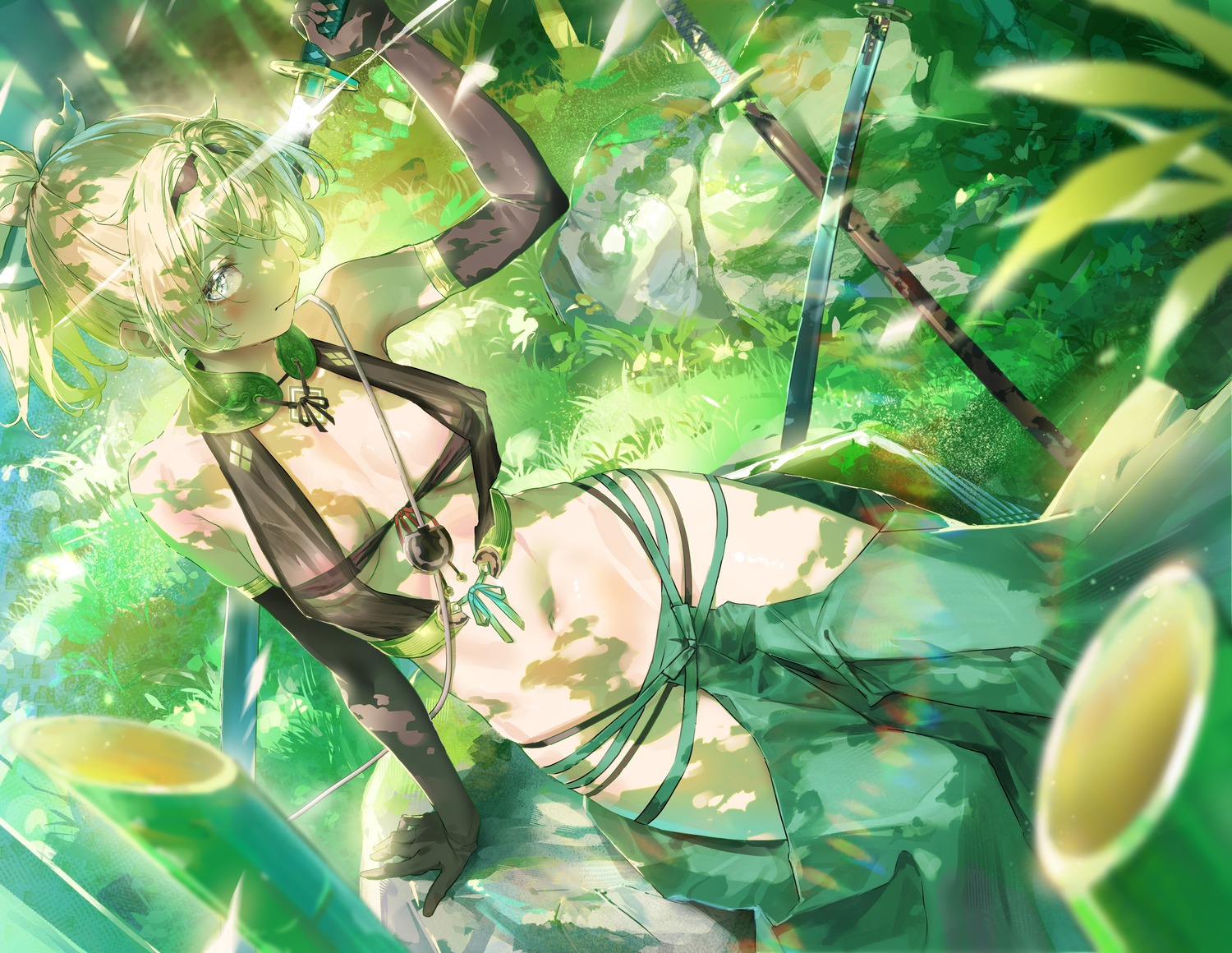 bikini hololive kazama_iroha kuroi_suna see_through swimsuits sword