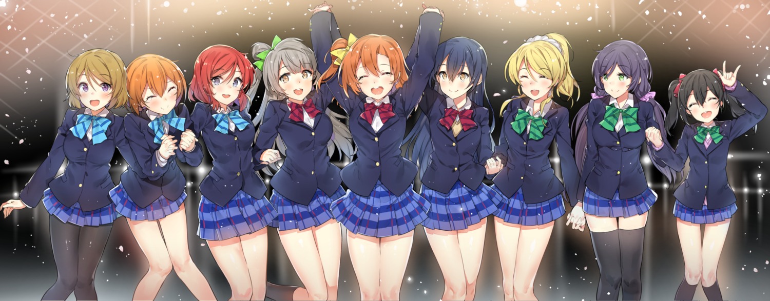 ayase_eli hoshizora_rin koizumi_hanayo kousaka_honoka love_live! minami_kotori nishikino_maki pantyhose seifuku sonoda_umi thighhighs toujou_nozomi yazawa_nico yuran