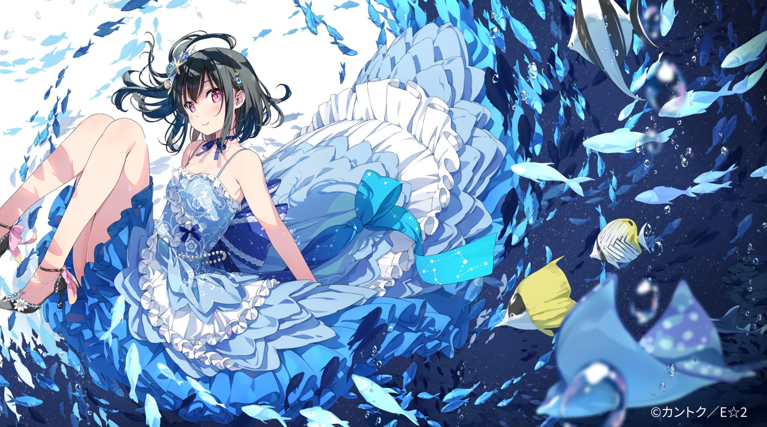 dress heels jpeg_artifacts kantoku shizuku_(kantoku) skirt_lift