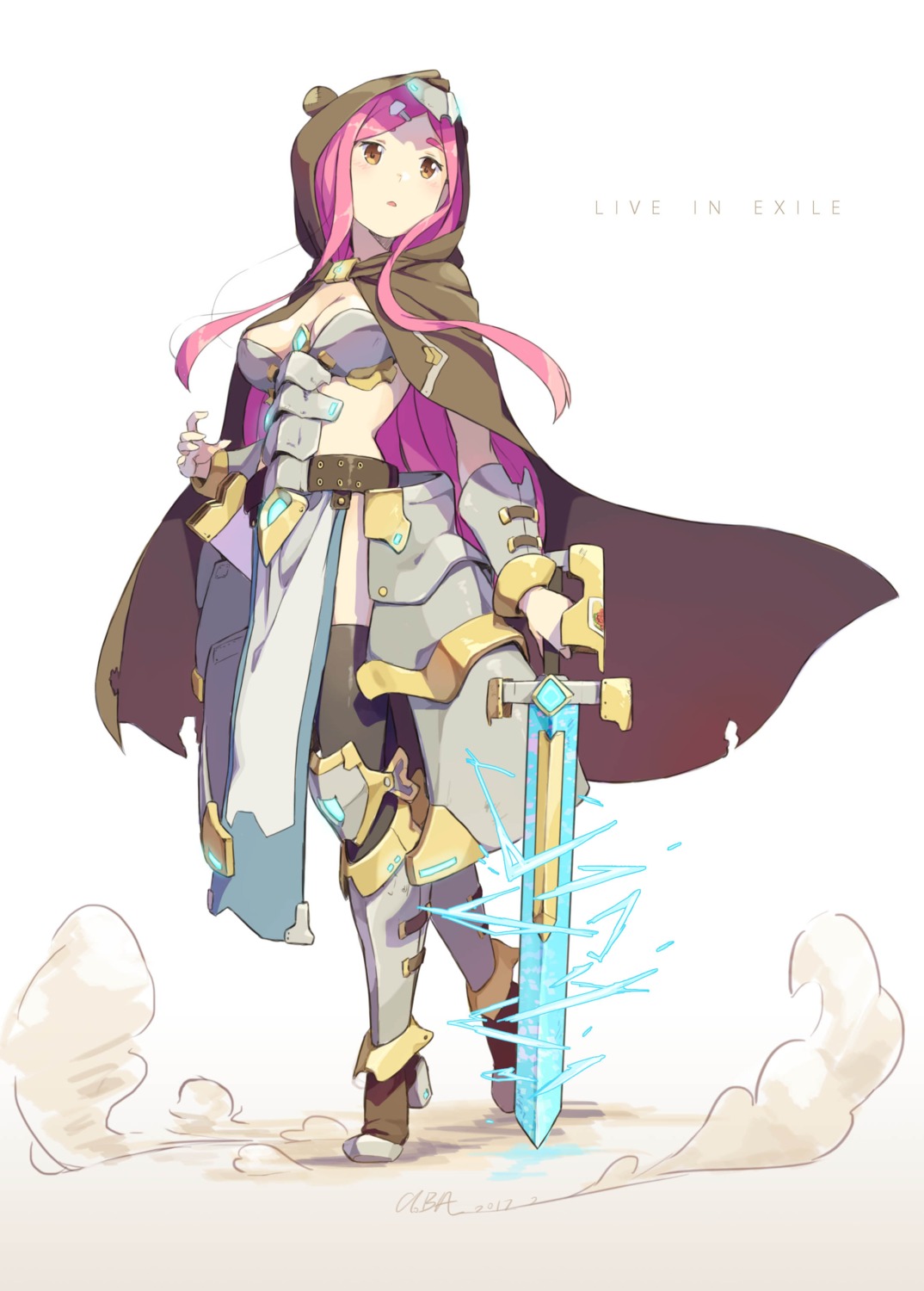 armor cleavage cloba heels sword thighhighs