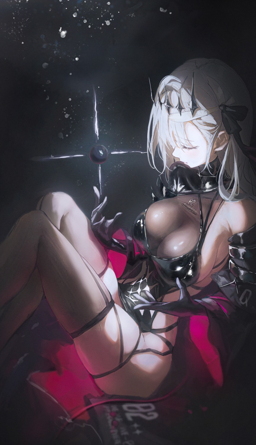 matsogum modernia_(nikke) nikke_the_goddess_of_victory no_bra see_through stockings thighhighs