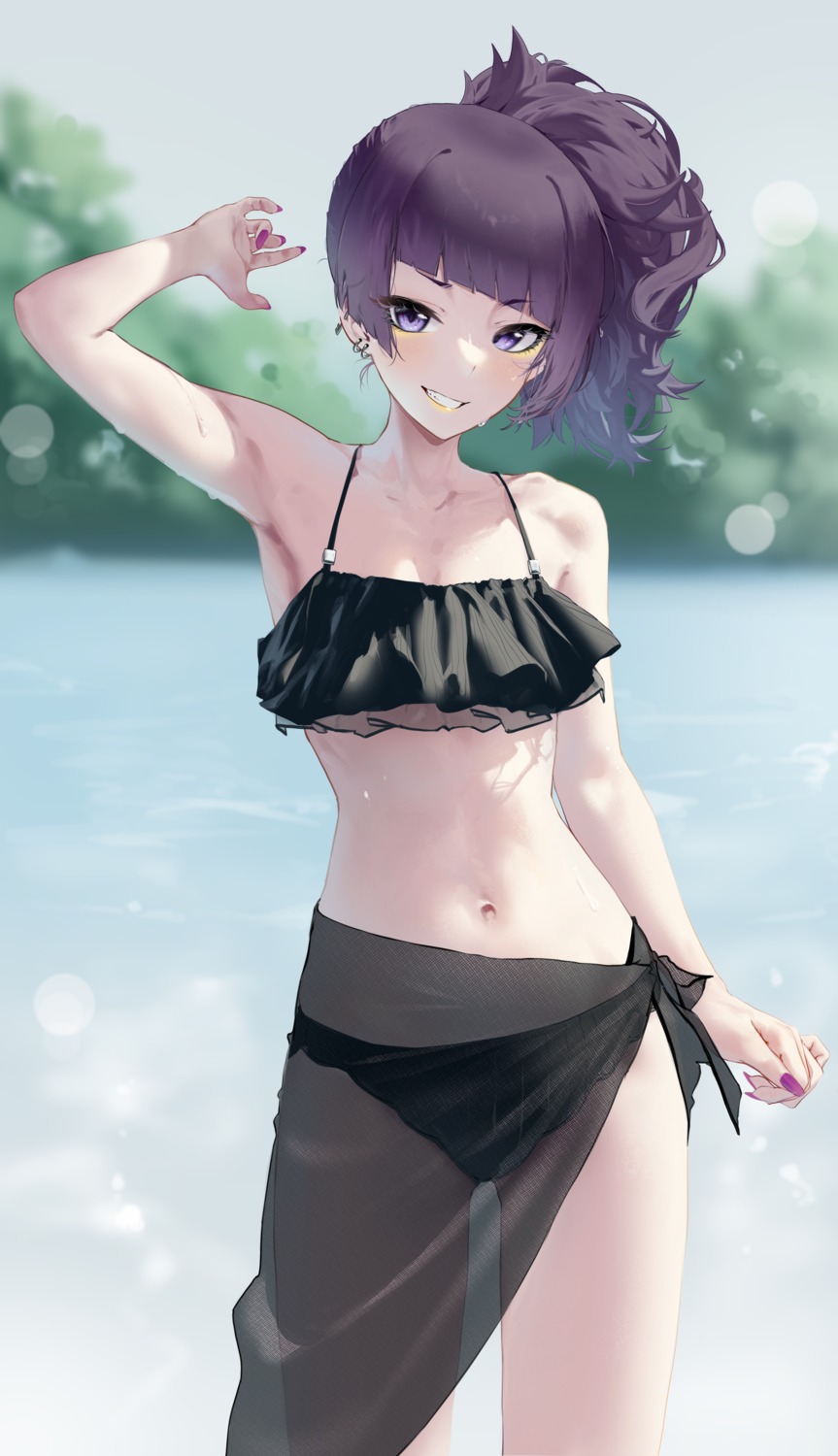 bikini cleavage marrrrrr see_through swimsuits tanaka_mamimi the_idolm@ster the_idolm@ster_shiny_colors wet