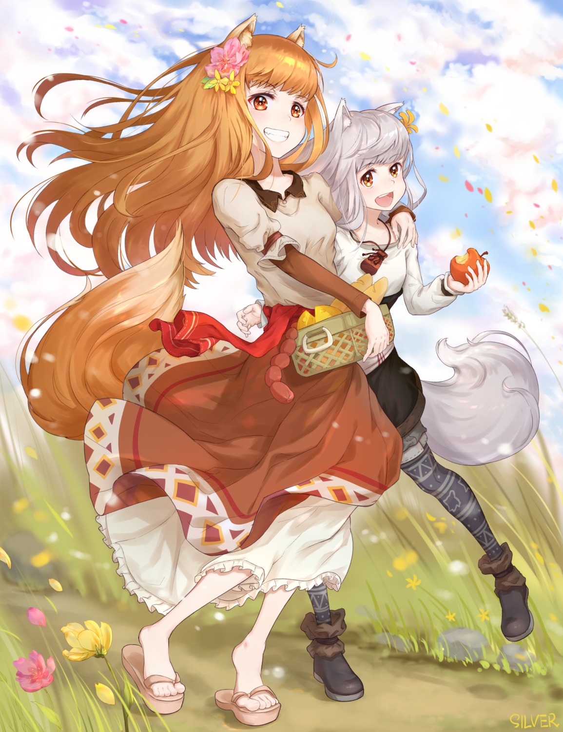 animal_ears holo myuri silver spice_and_wolf tail