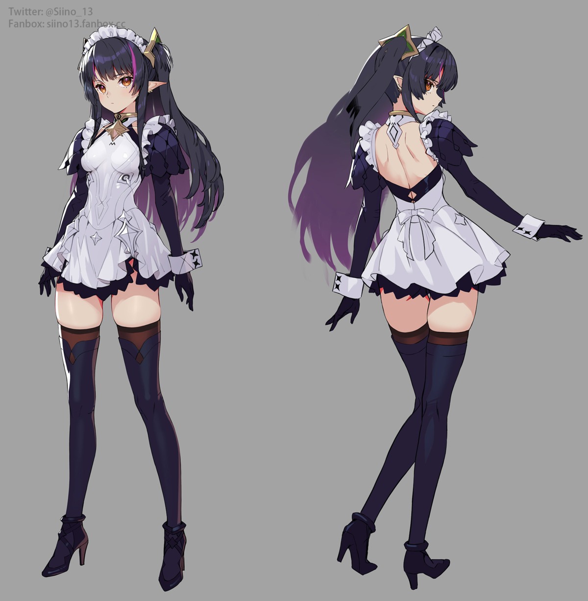 heels maid no_bra pointy_ears siino thighhighs