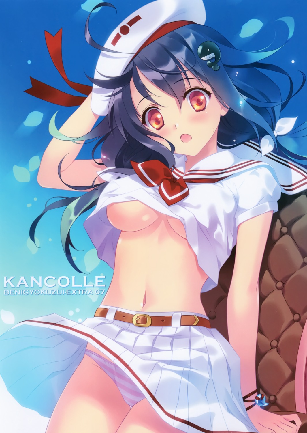 carnelian kantai_collection no_bra pantsu ryuuhou_(kancolle) seifuku shimapan shirt_lift skirt_lift taigei_(kancolle) underboob wardrobe_malfunction