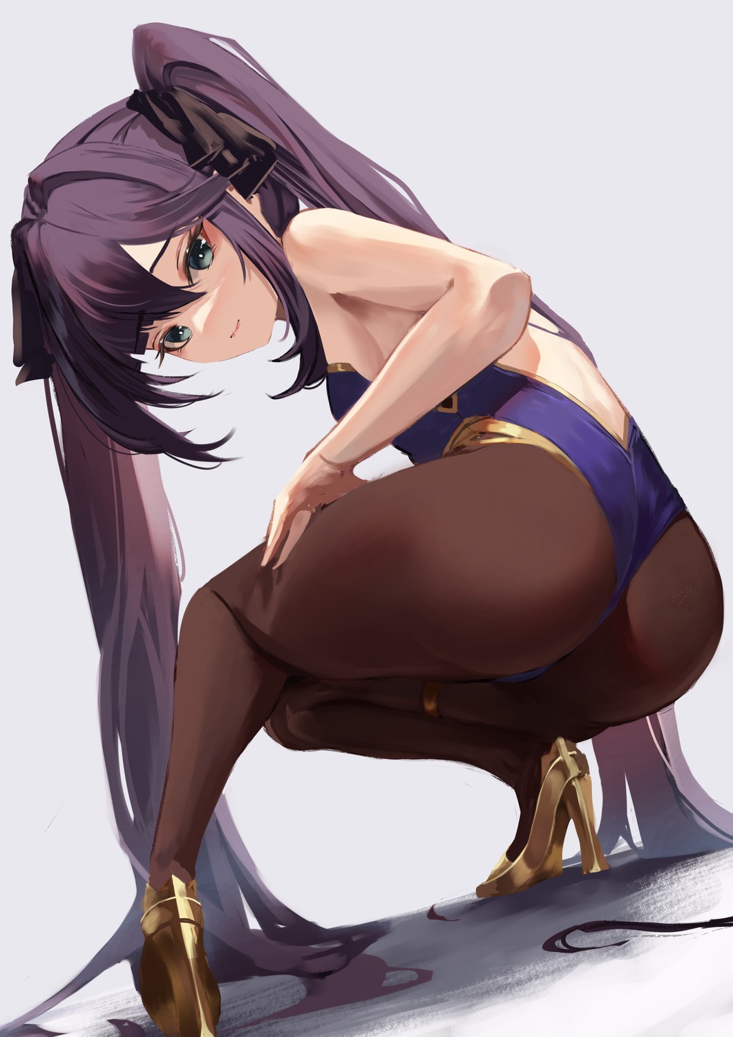 ass genshin_impact heels leotard mona_megistus onzzy pantyhose