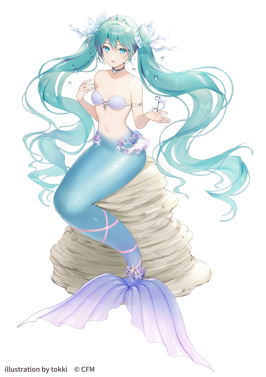 bikini_top cleavage hatsune_miku mermaid monster_girl tokki vocaloid