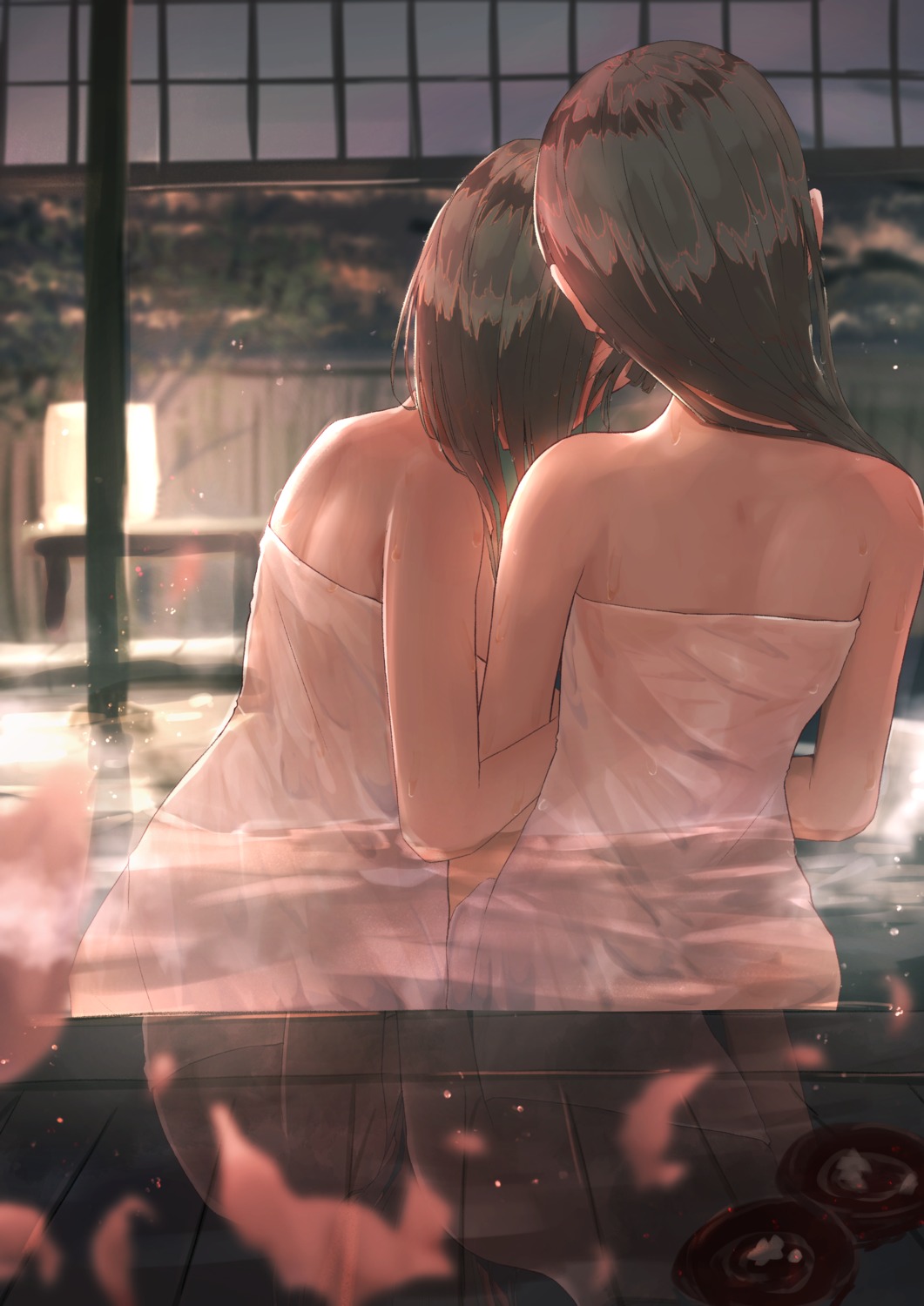 bathing benevole naked onsen towel yuri