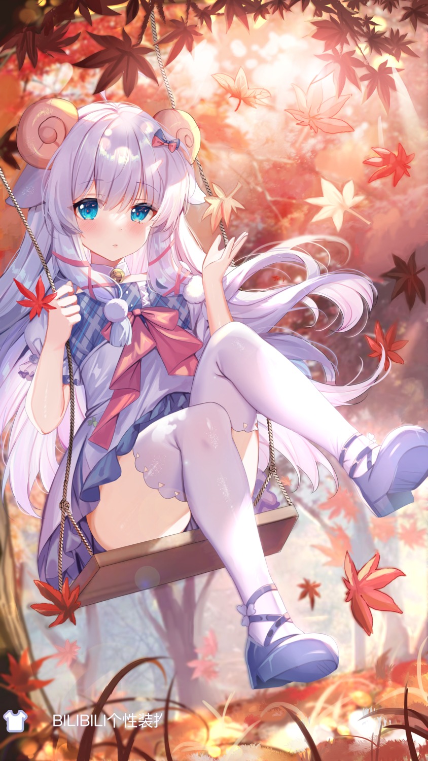 animal_ears heels horns mie_li shanguier skirt_lift thighhighs