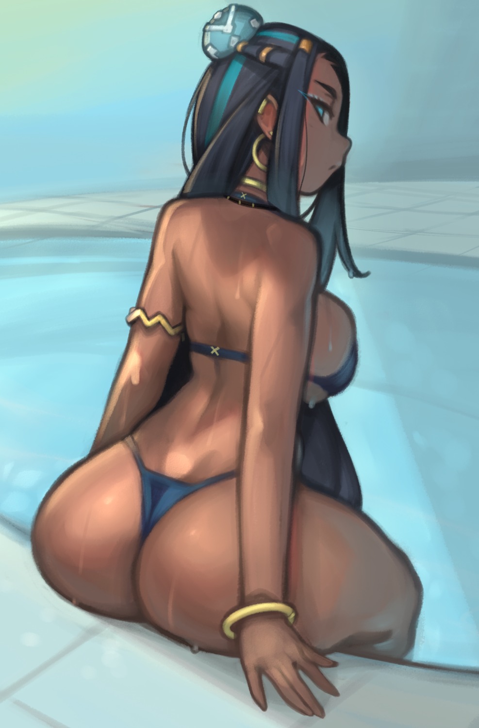 ass bikini kelvin_hiu pokemon pokemon_swsh rurina_(pokemon) swimsuits thong wet