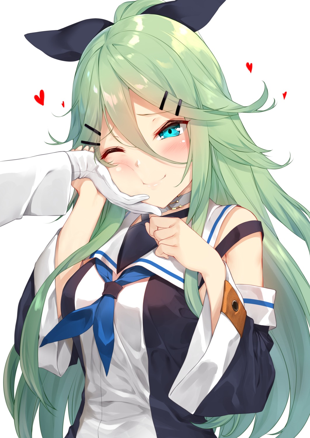 breast_hold kantai_collection seifuku yamakaze_(kancolle) yappen