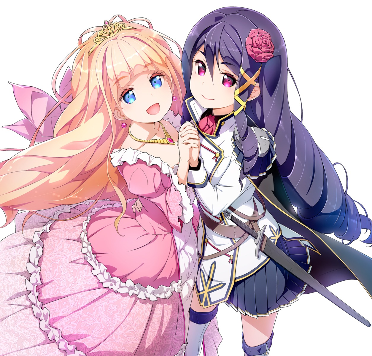 dress sword symmetrical_docking tagme uniform watashi_nouryoku_wa_heikinchi_de_tte_itta_yo_ne! yuri