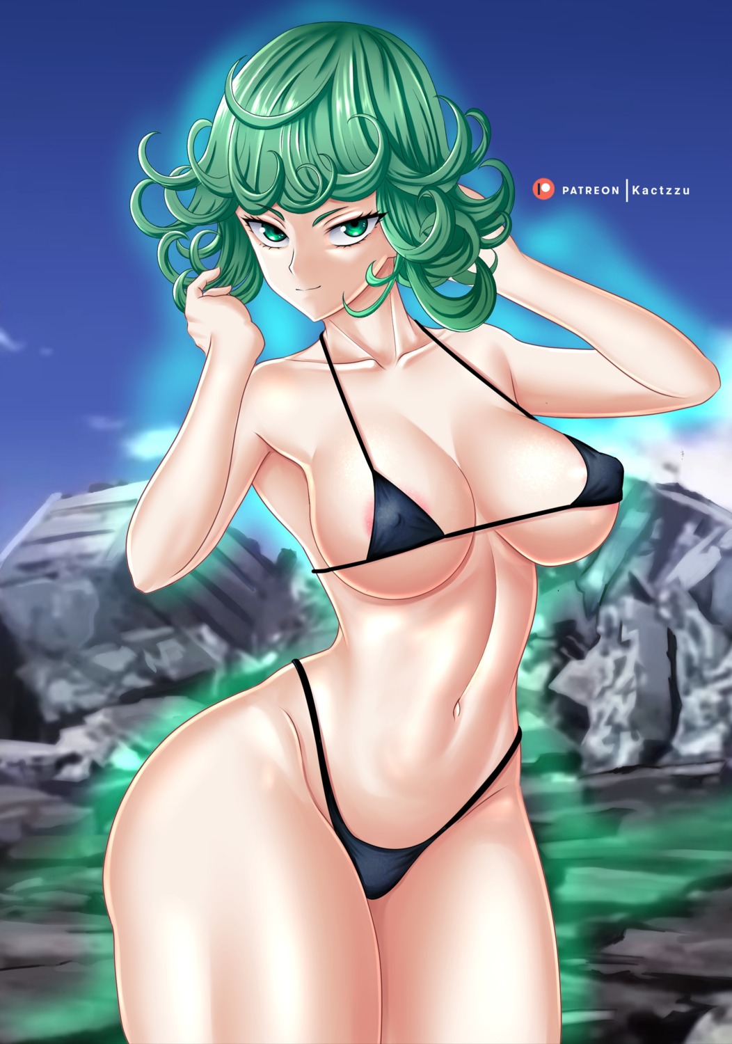 areola bikini erect_nipples kactzzu one_punch_man swimsuits tatsumaki_(one_punch_man)