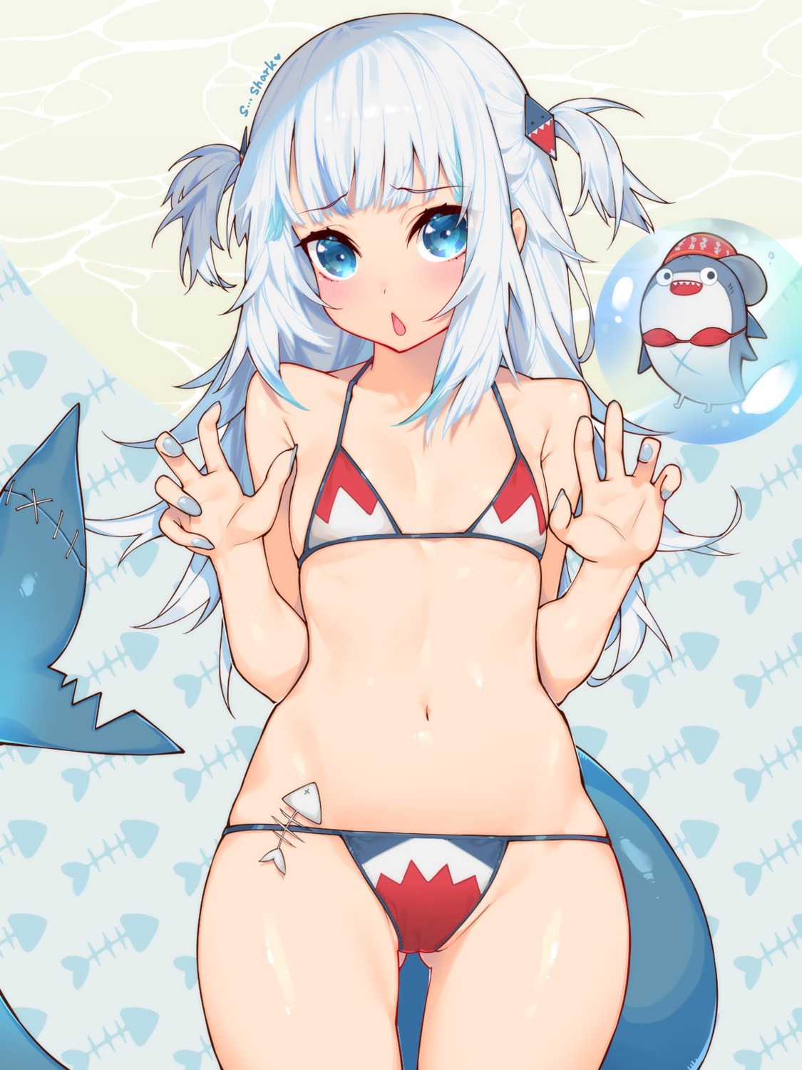 bikini cameltoe gawr_gura hololive hololive_english swimsuits tail waterring