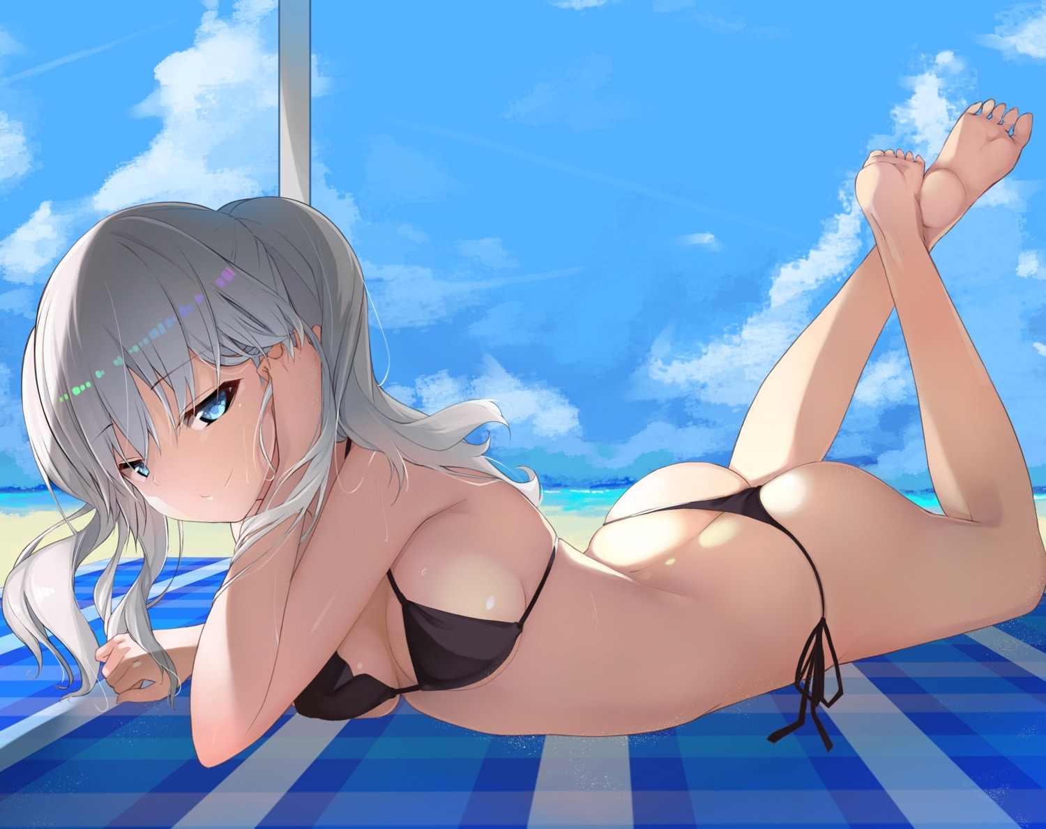 ass bikini inushi kantai_collection kashima_(kancolle) swimsuits underboob