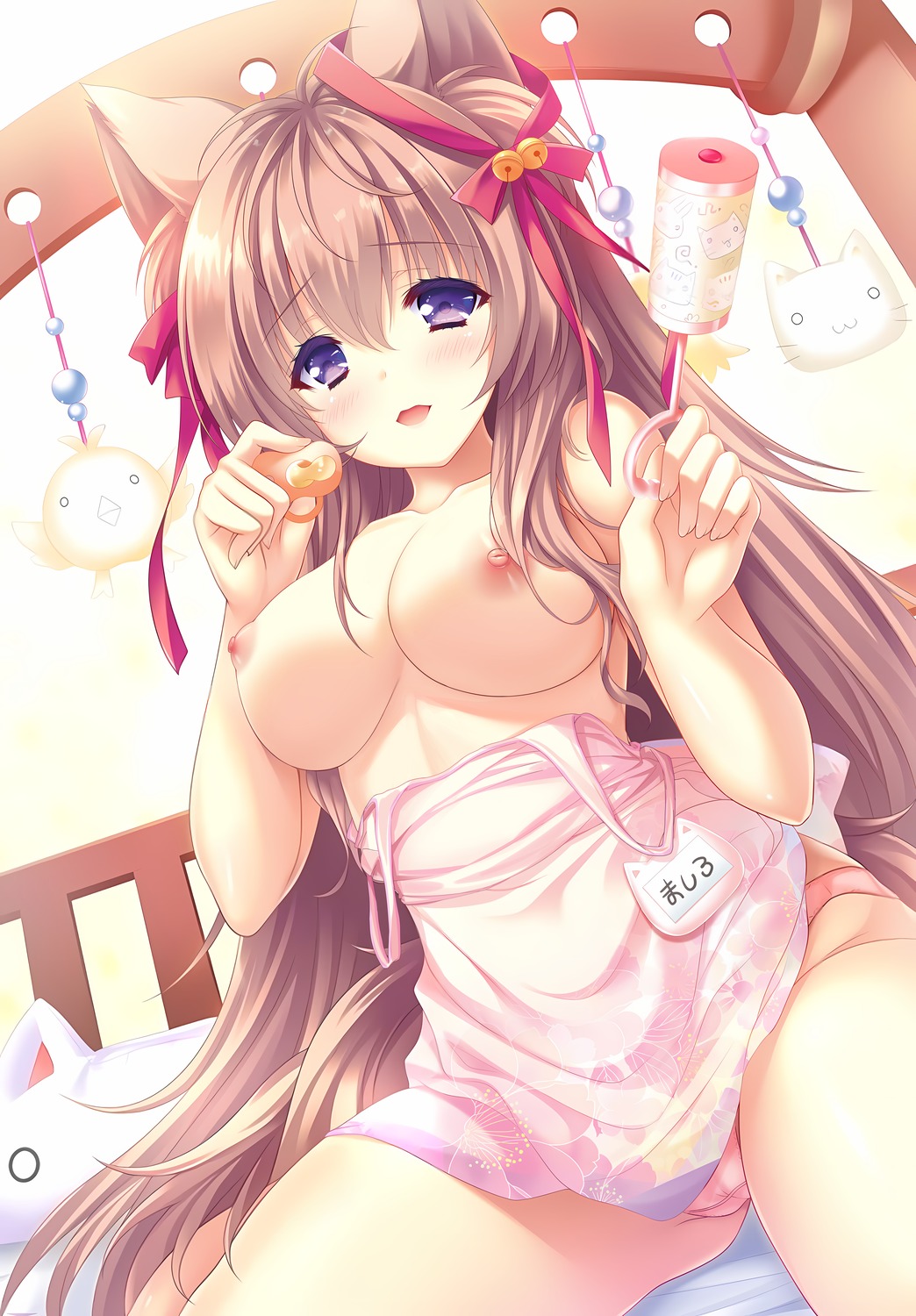 animal_ears cameltoe lump_of_sugar mito_mashiro moekibara_fumitake naked_apron nipples pantsu tail tayutama tayutama_2