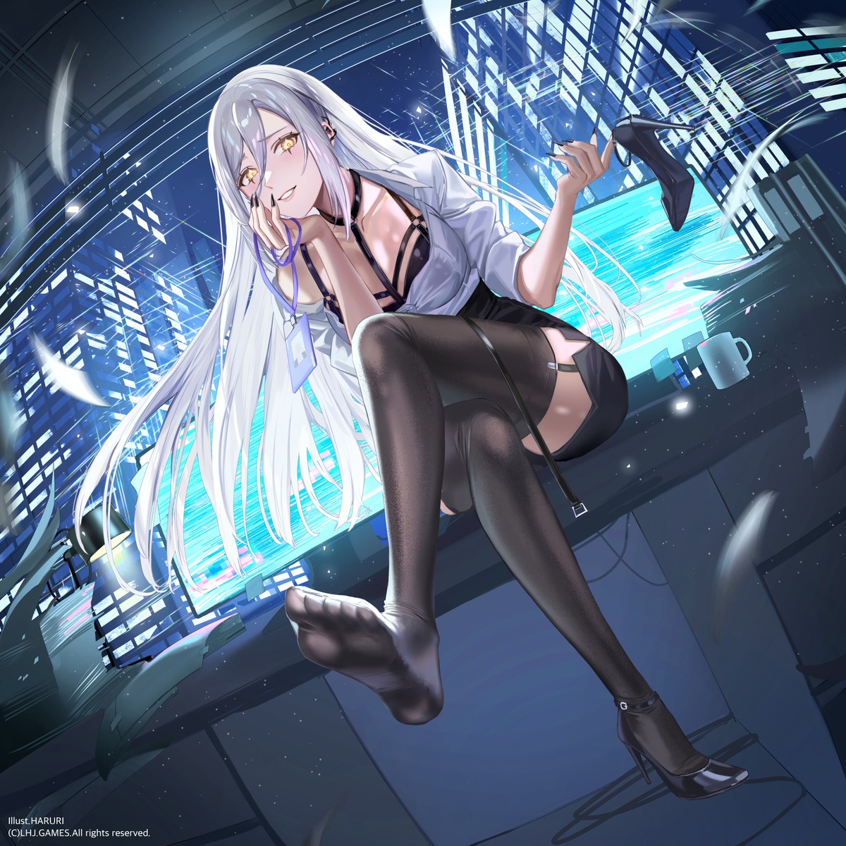 feet haruri heels stockings thighhighs