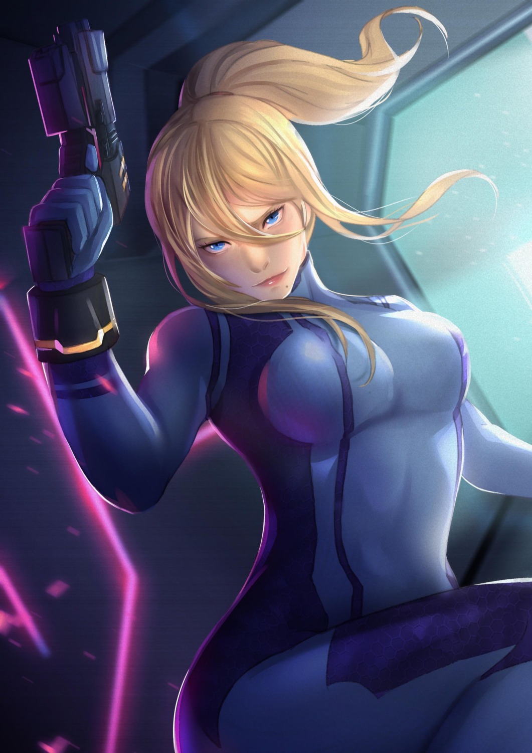 bodysuit gun metroid samus_aran xuuikie_ashe