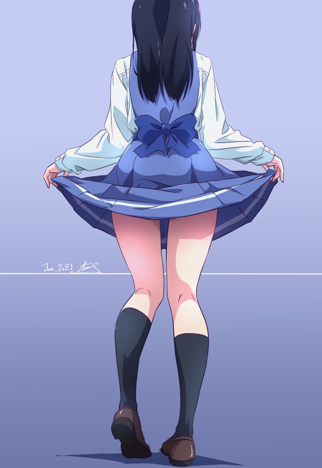 ass nii_manabu seifuku skirt_lift