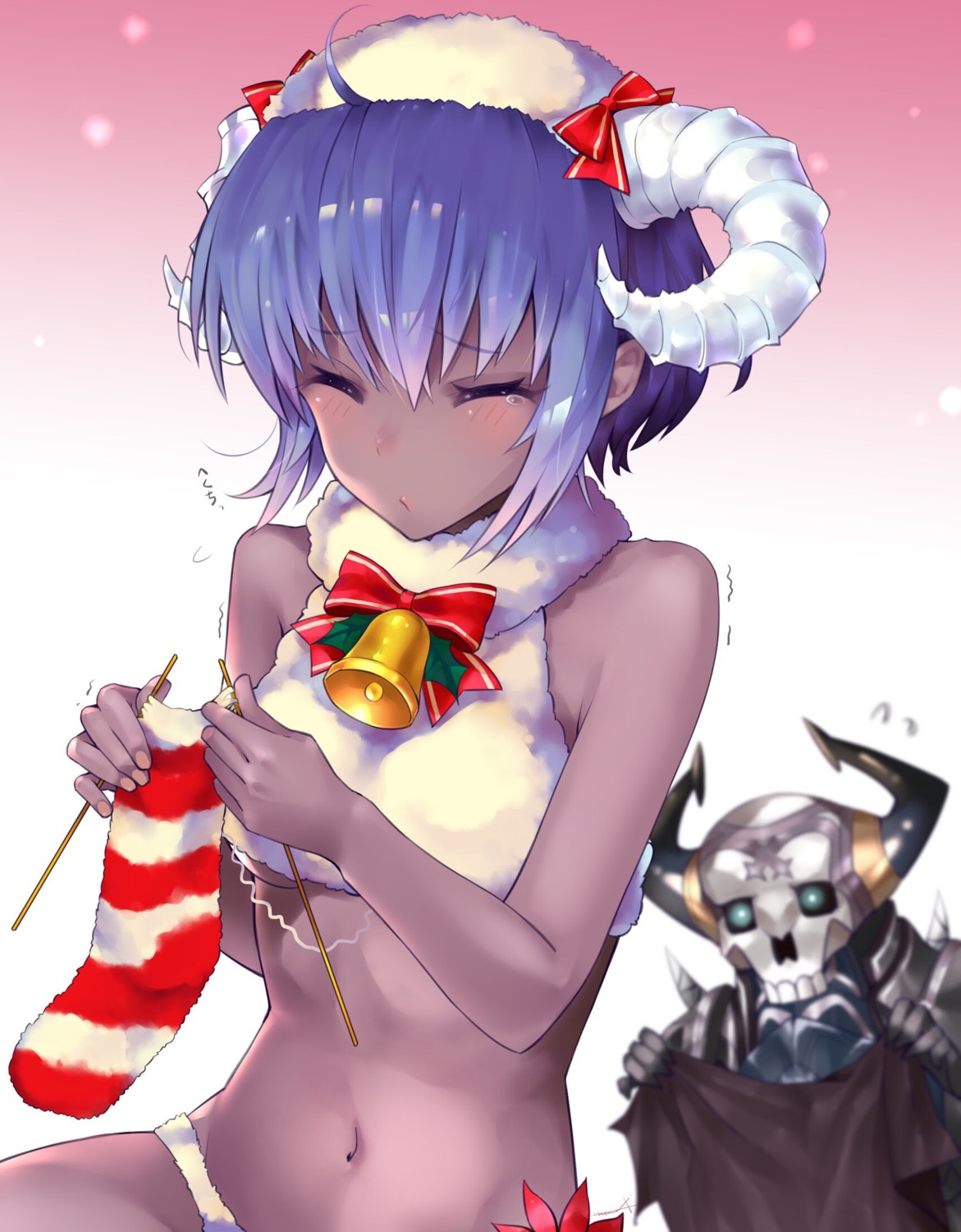 armor christmas fate/grand_order hassan_of_serenity_(fate) horns king_hassan_(fate/grand_order) pantsu utayoi_(umakatare)