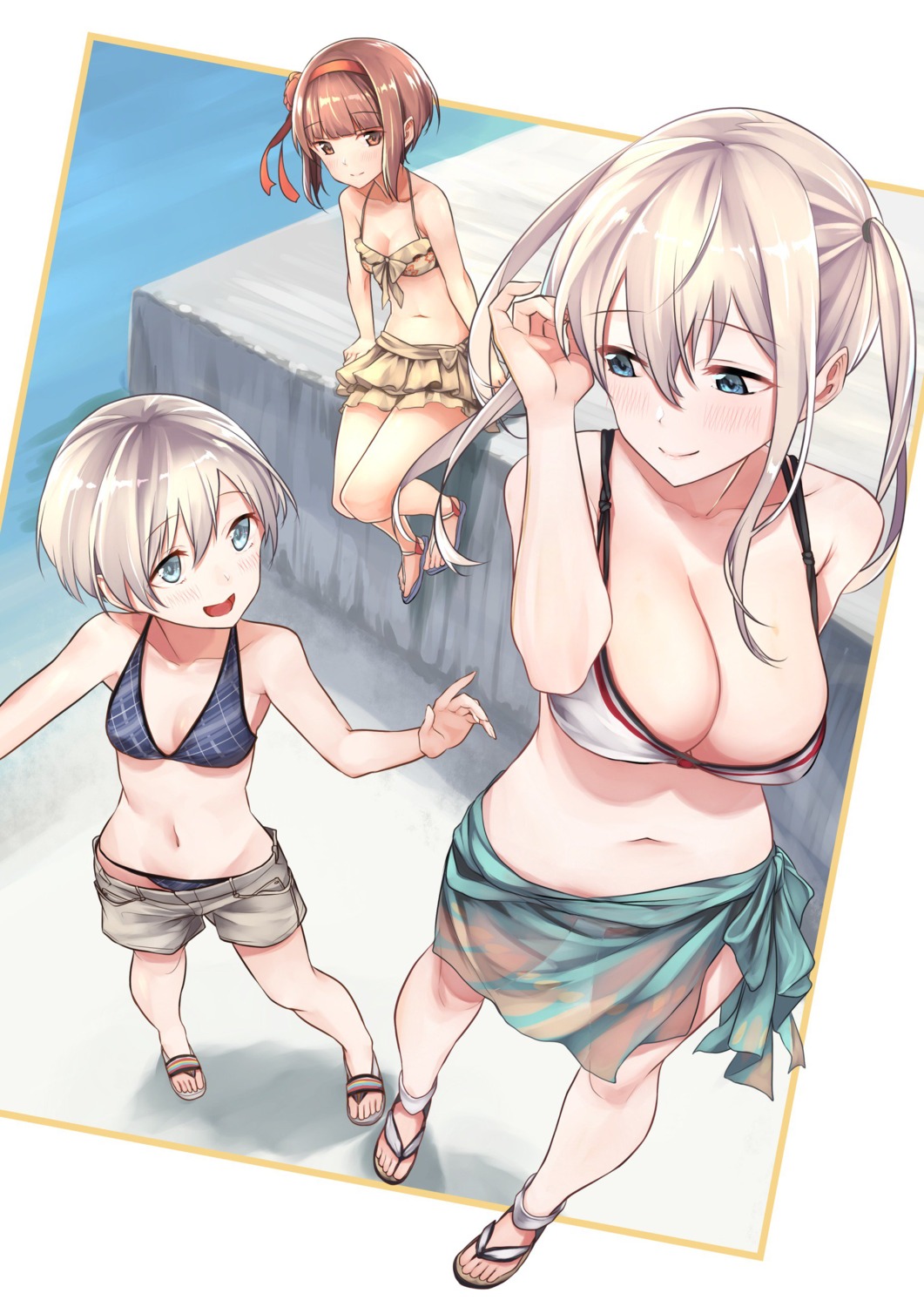 baffu bikini cleavage graf_zeppelin_(kancolle) kantai_collection see_through swimsuits z1_leberecht_maass_(kancolle) z3_max_schultz_(kancolle)