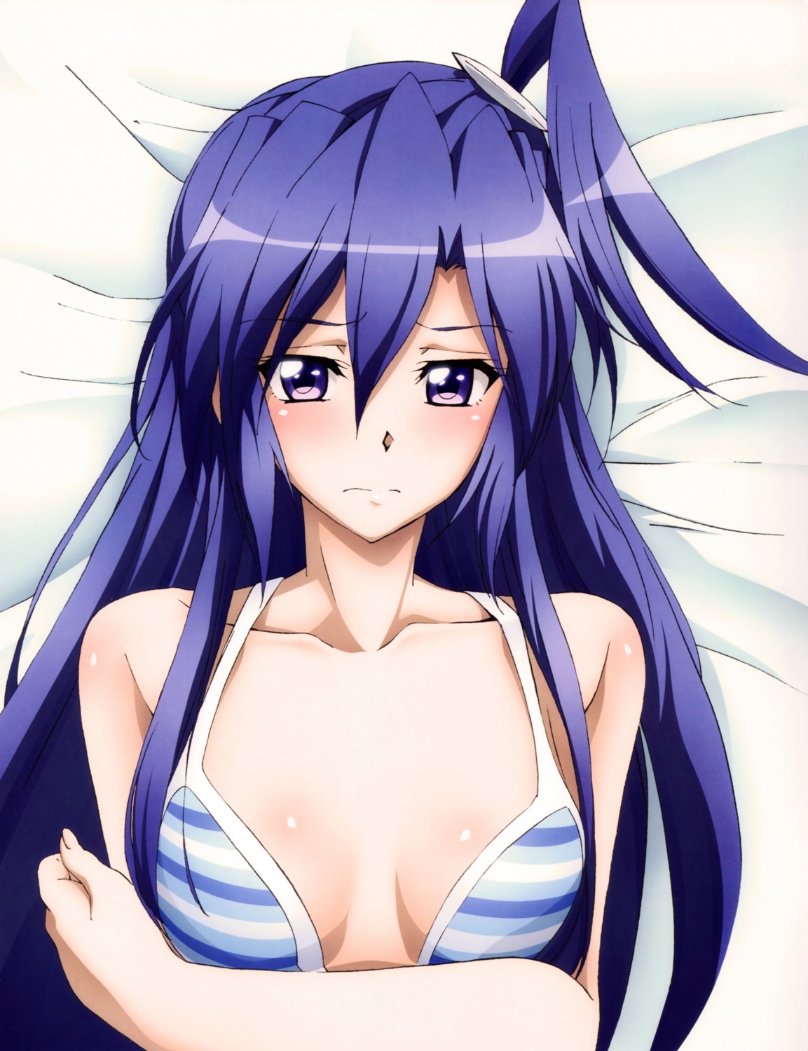 bikini_top breast_hold cleavage kazanari_tsubasa ookubo_yoshiyuki senki_zesshou_symphogear swimsuits