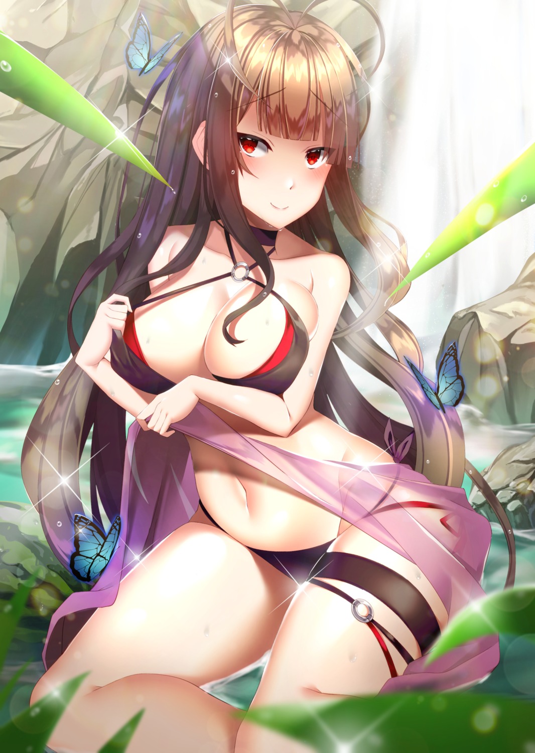 bikini breast_hold dsr-50_(girls_frontline) garter girls_frontline maze_yuri see_through swimsuits wet