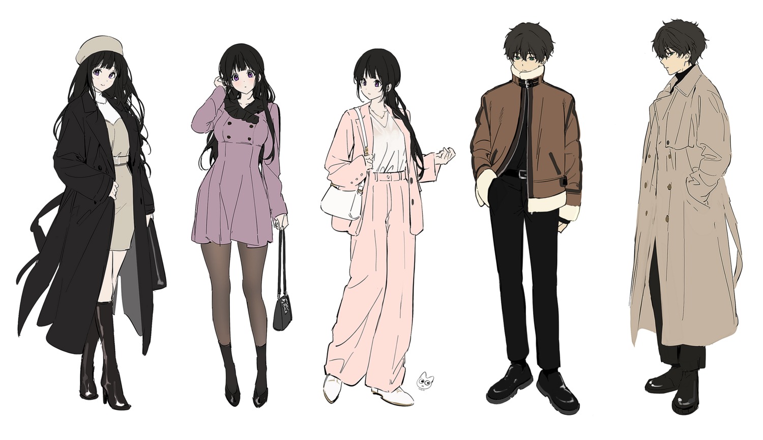 chitanda_eru dress heels hyouka mery_(yangmalgage) oreki_houtarou thighhighs