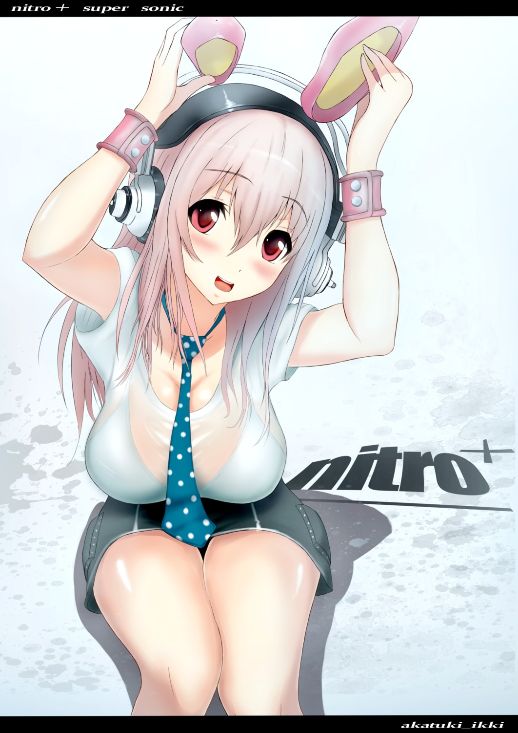 akatsuki_ikki bikini_top headphones see_through sonico super_sonico swimsuits