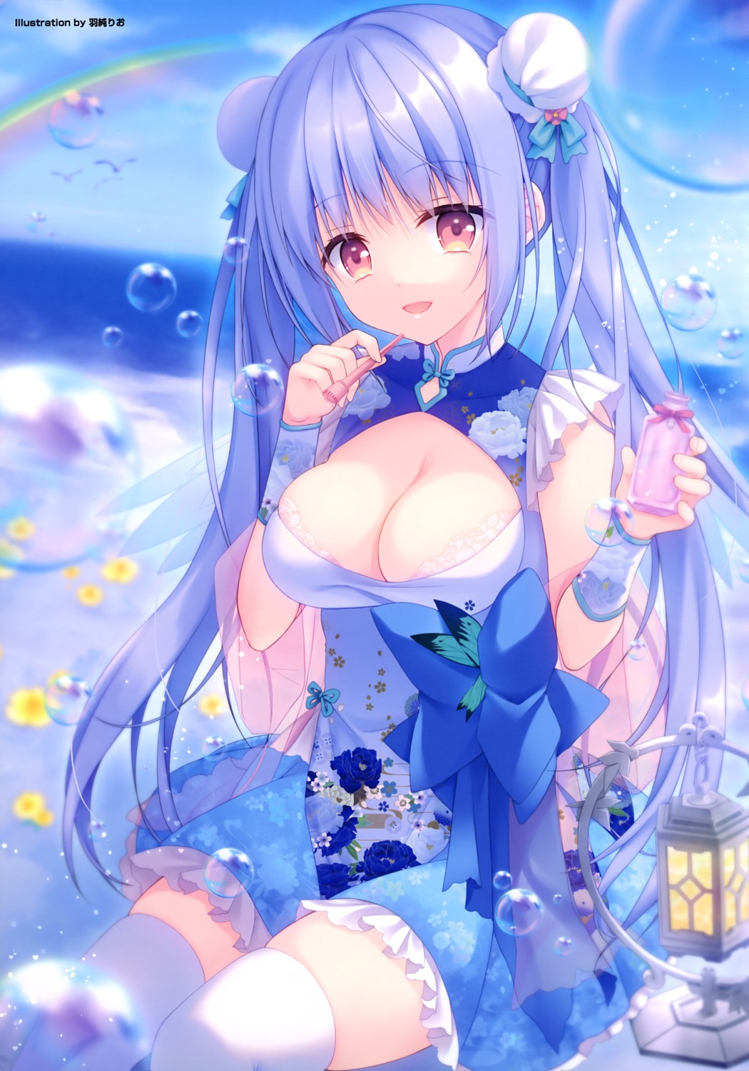 asian_clothes cleavage hazumi_rio thighhighs