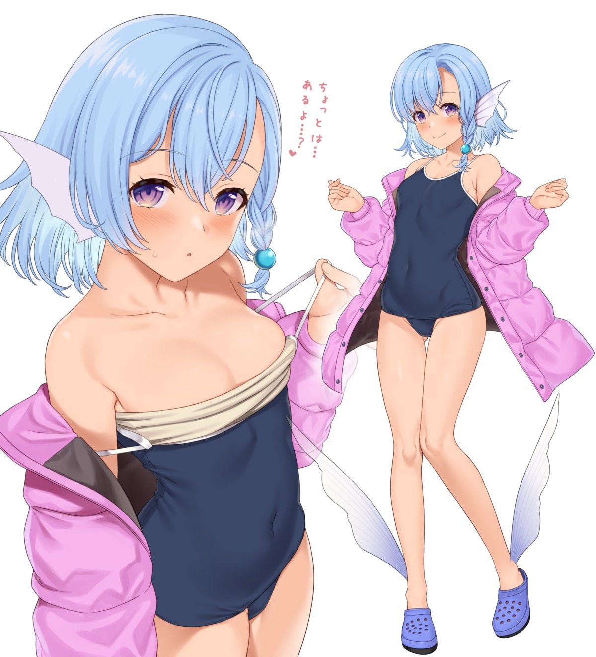 cleavage elliot_leucosia enjo_kouhai school_swimsuit swimsuits takunomi undressing