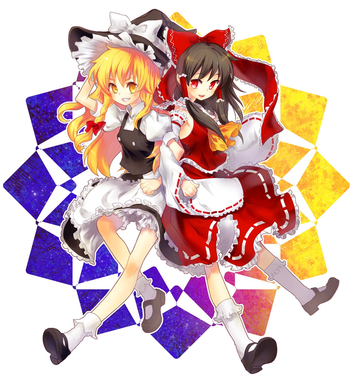 hakurei_reimu kirisame_marisa miko renta touhou witch