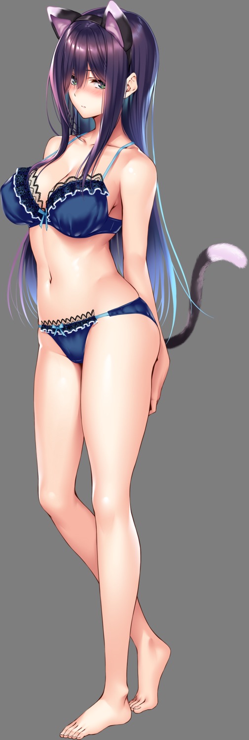 amakano_2 animal_ears azarashi_soft bra cleavage himiyama_rei nekomimi pantsu piromizu tail