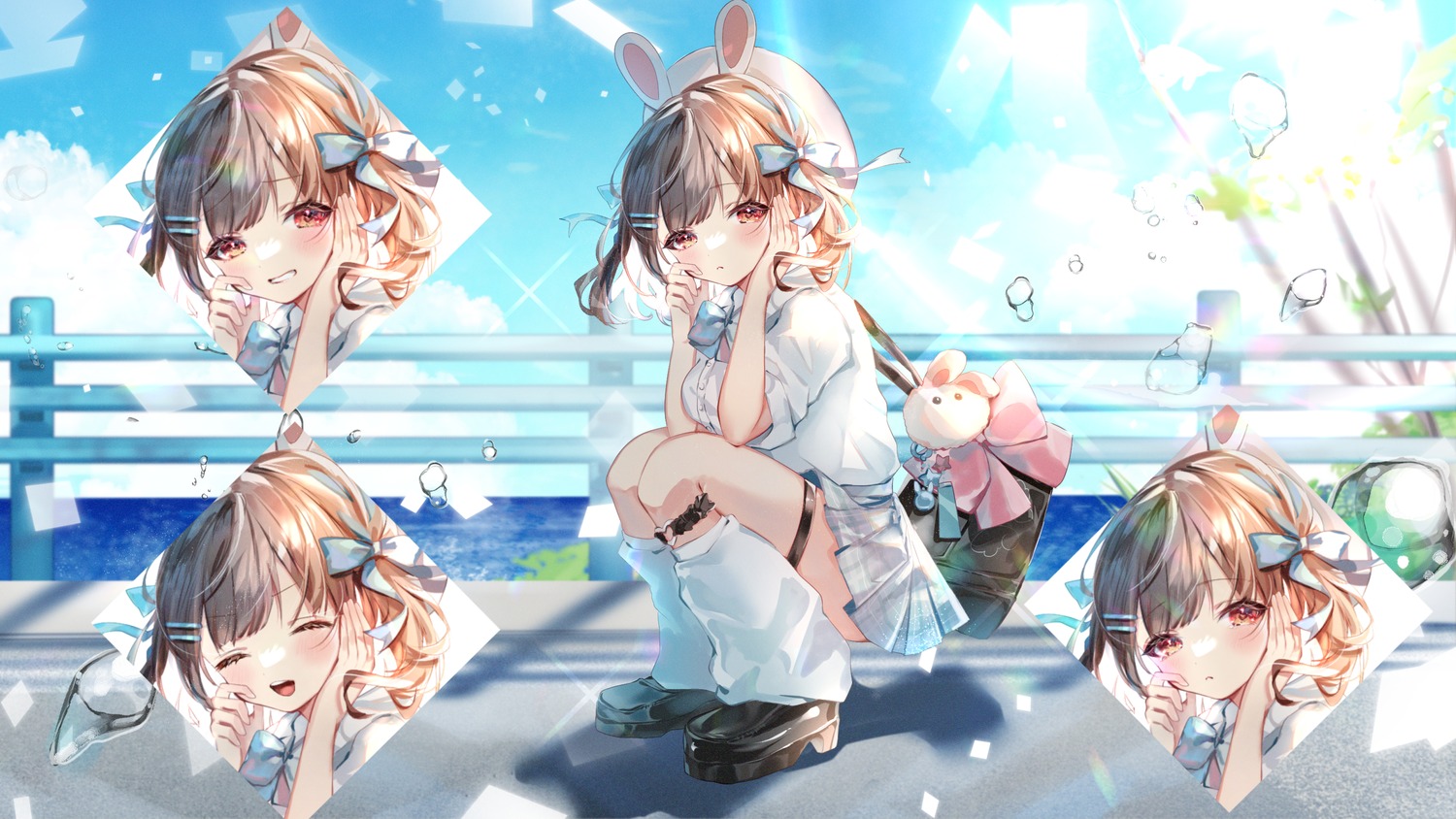 animal_ears bunny_ears expression garter momongapoketto seifuku wallpaper