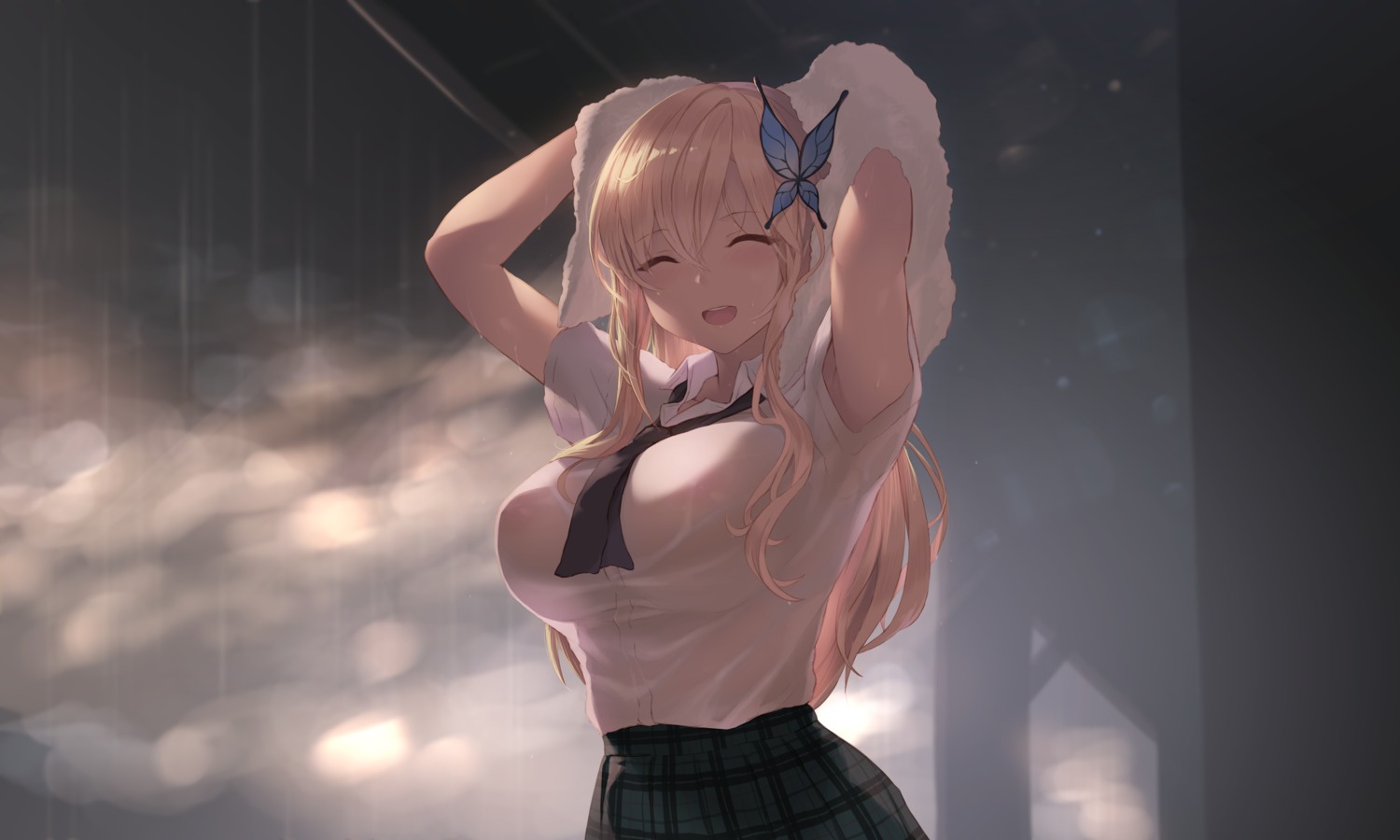 boku_wa_tomodachi_ga_sukunai cait kashiwazaki_sena nipples no_bra see_through seifuku wet wet_clothes