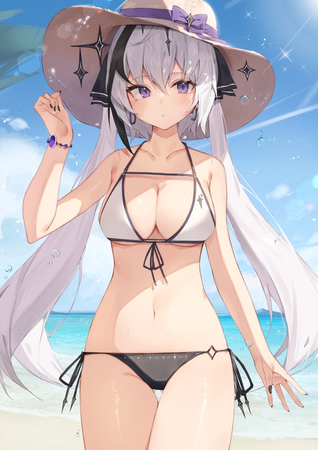 bikini indie_virtual_youtuber kamikurai_leto swimsuits taht_(that_is_mm) wet